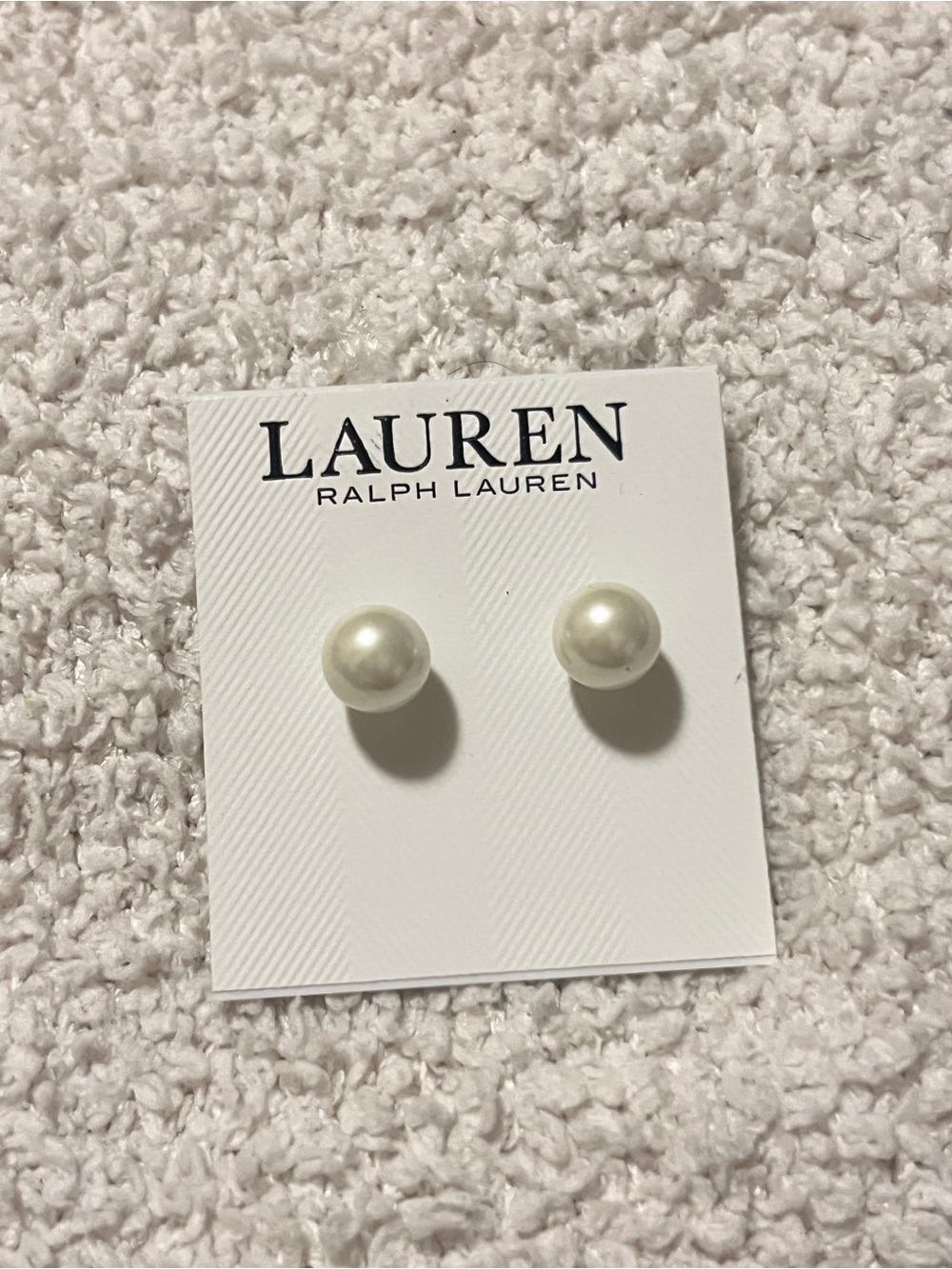 Ralph Lauren Cream Pearl Stud Earrings - Picture 1 of 5